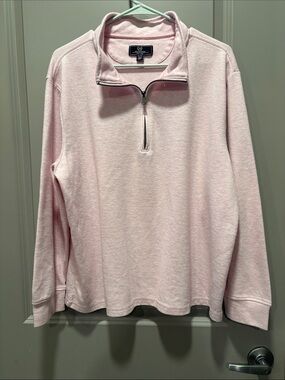 Magaschoni Men's XL Pale Pink Half Zip Sweater Cotton Blend Pullover